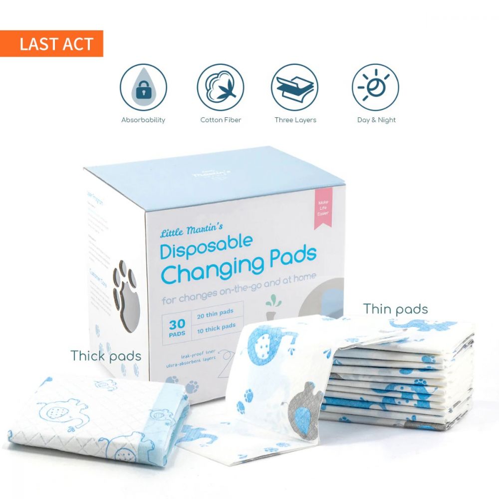 Disposable Changing Pads by Little Martin - 30 Counts
