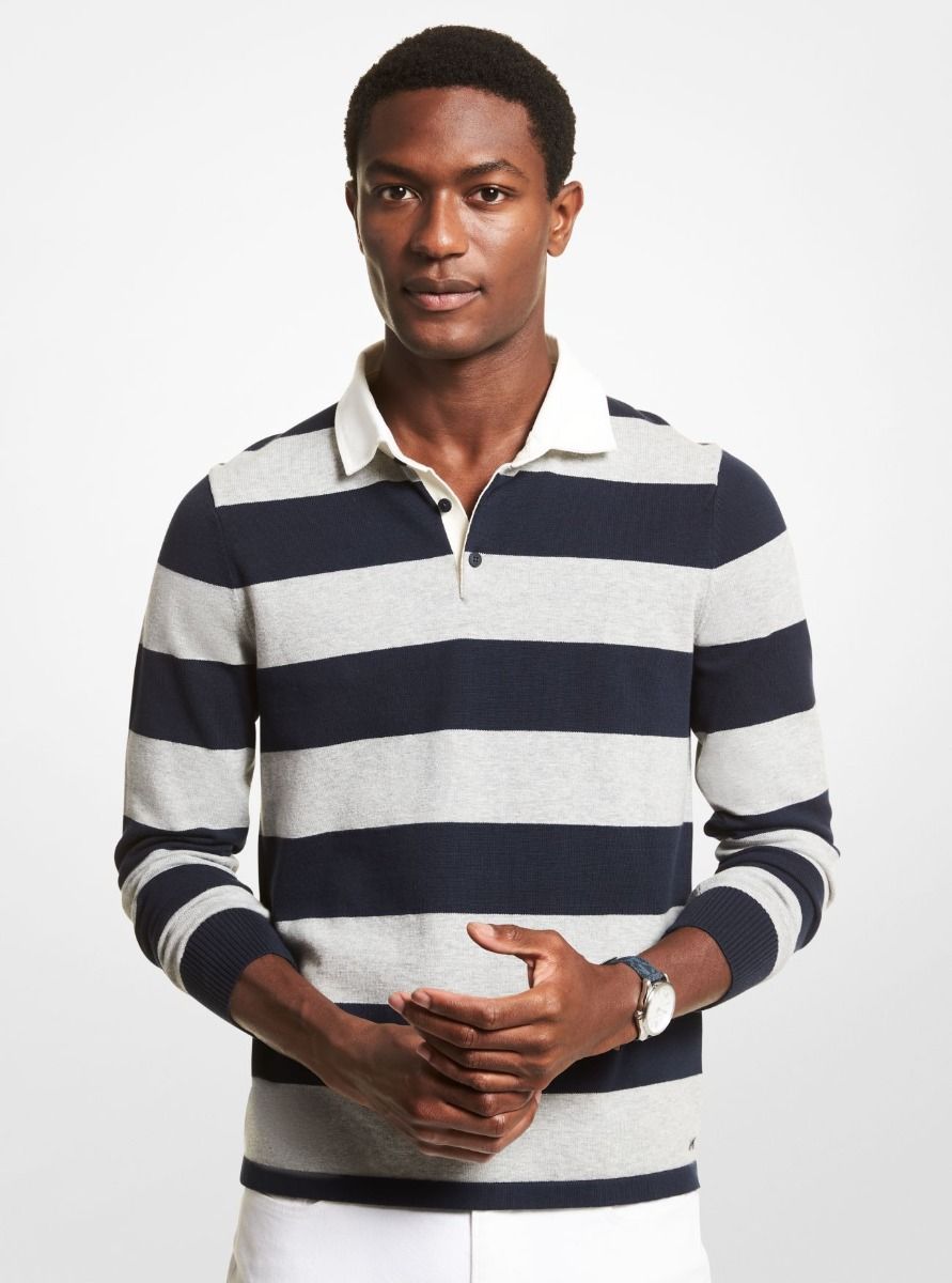 Striped Stretch Cotton Rugby Sweater