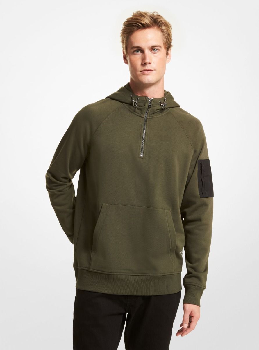 Cotton Blend Half-Zip Hoodie