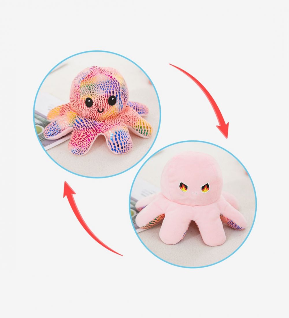 LEEZ Double-Sided Flip Octopus Plush Toy - Snake Pattern Pink