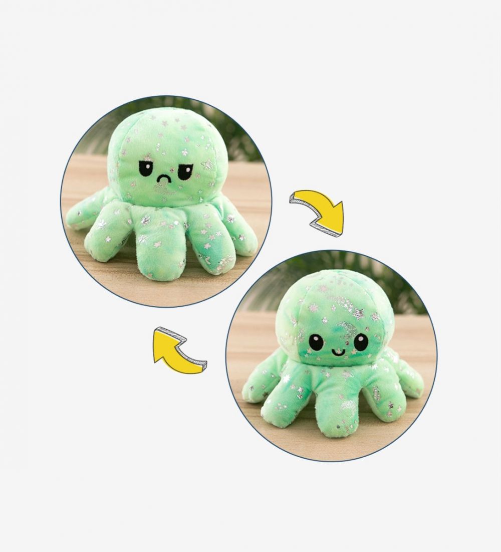LEEZ Double-Sided Flip Octopus Plush Toy - Bronzing Green