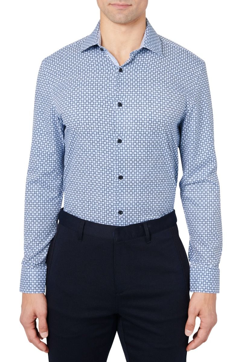 Square Geo 4-Way Stretch Slim Fit Dress Shirt