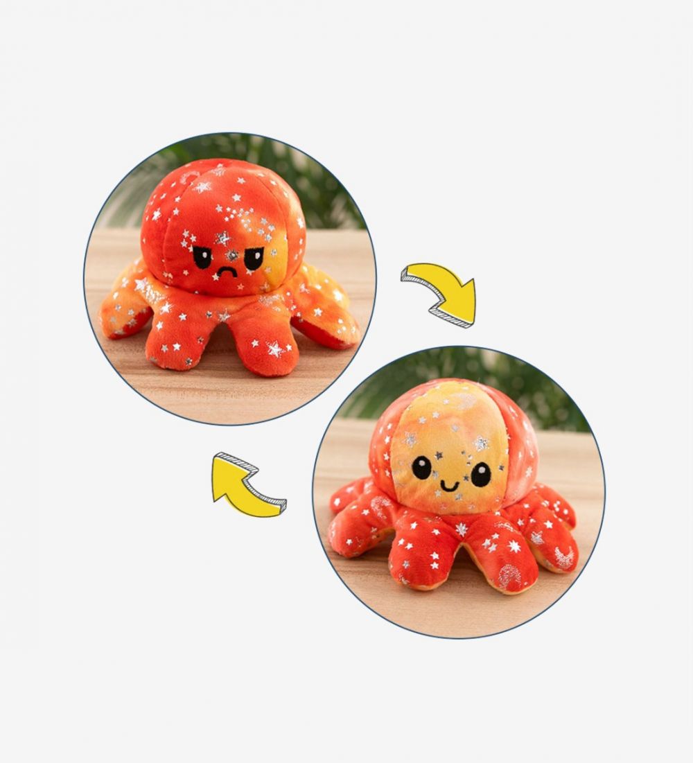 LEEZ Double-Sided Flip Octopus Plush Toy - Bronzing Red