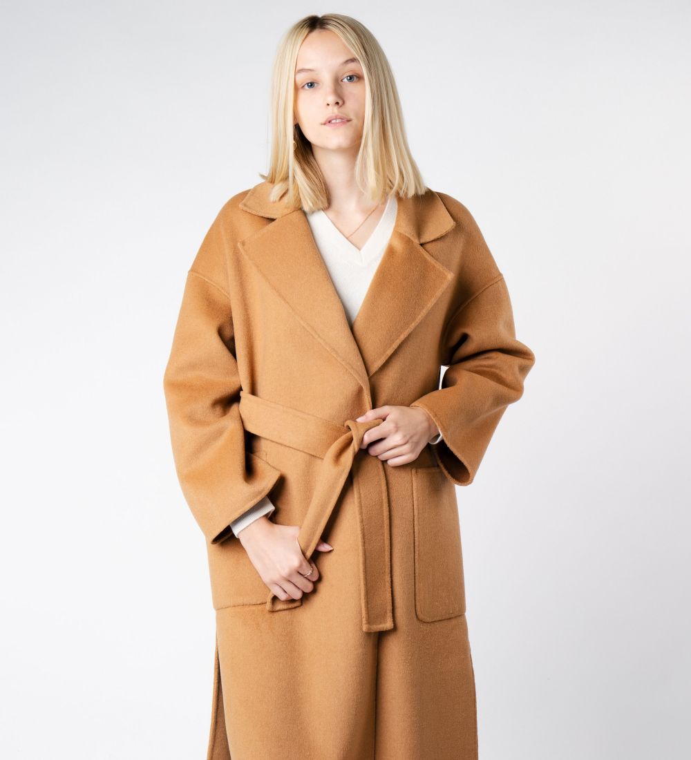 LEEZ Women Double Face Wool Coat - Camel