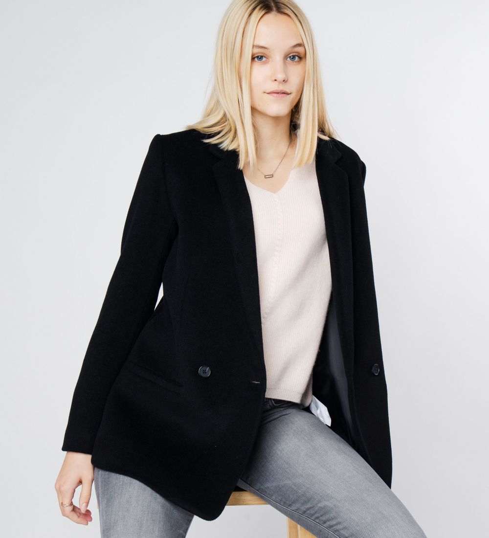 LEEZ Women Wool Blazer Black