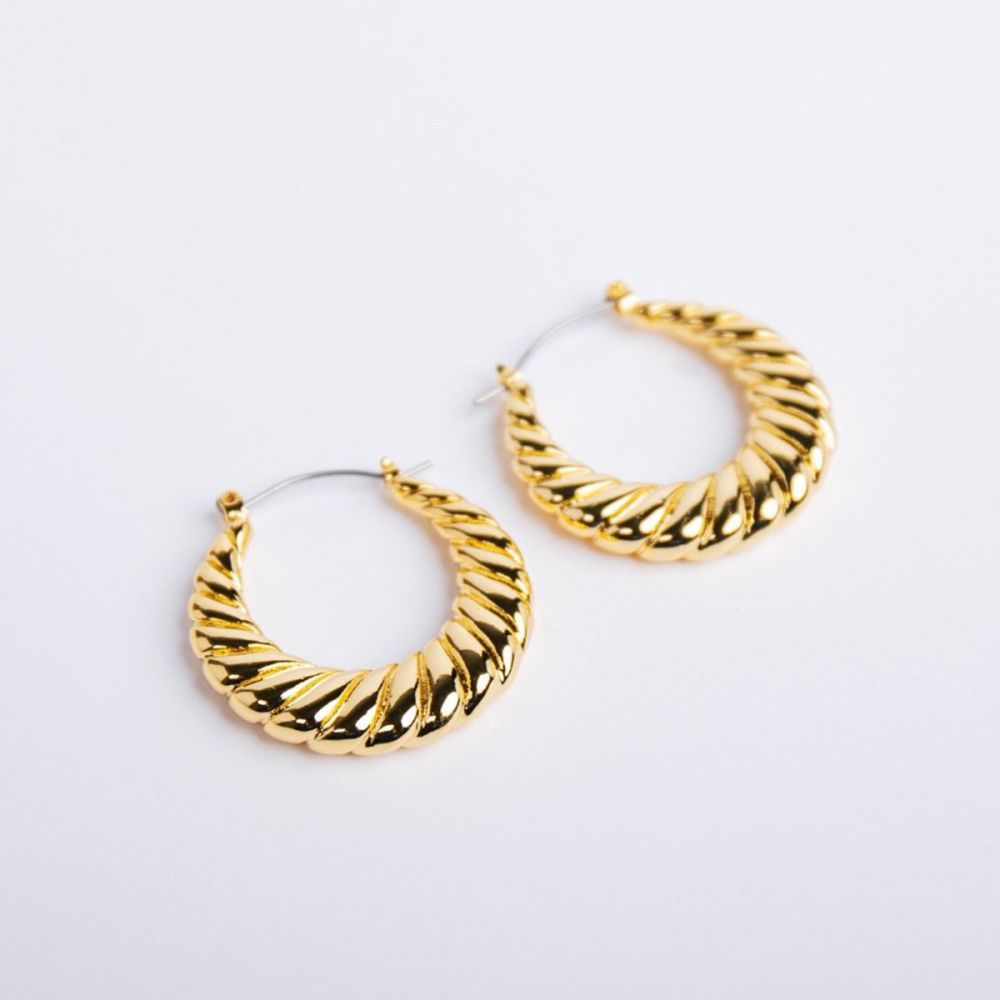 LEEZ Women Spiral Golden Hoop Earrings