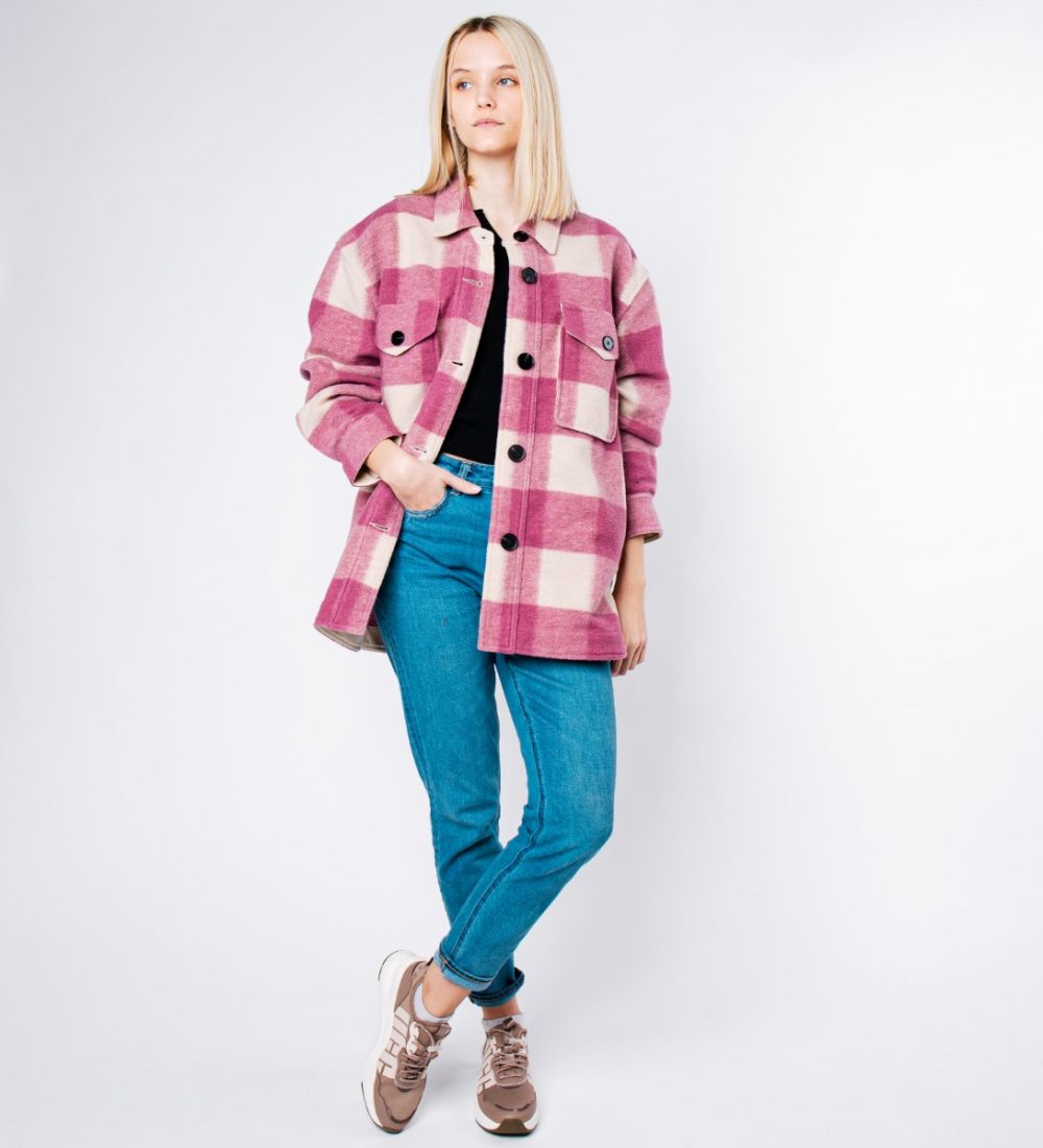 Plaid Shirt Jacket Pink