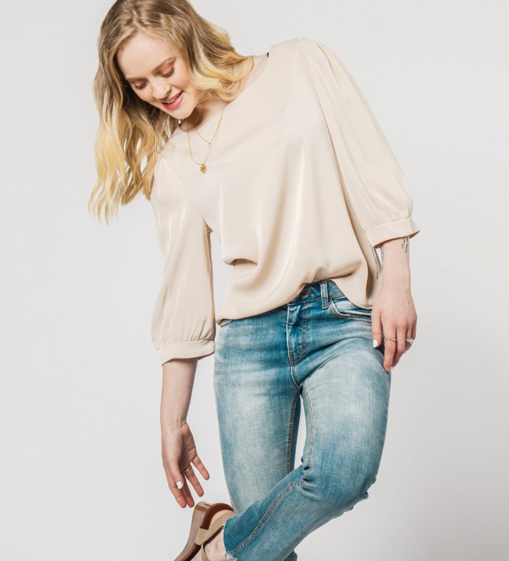 Puff Sleeve Blouse Beige