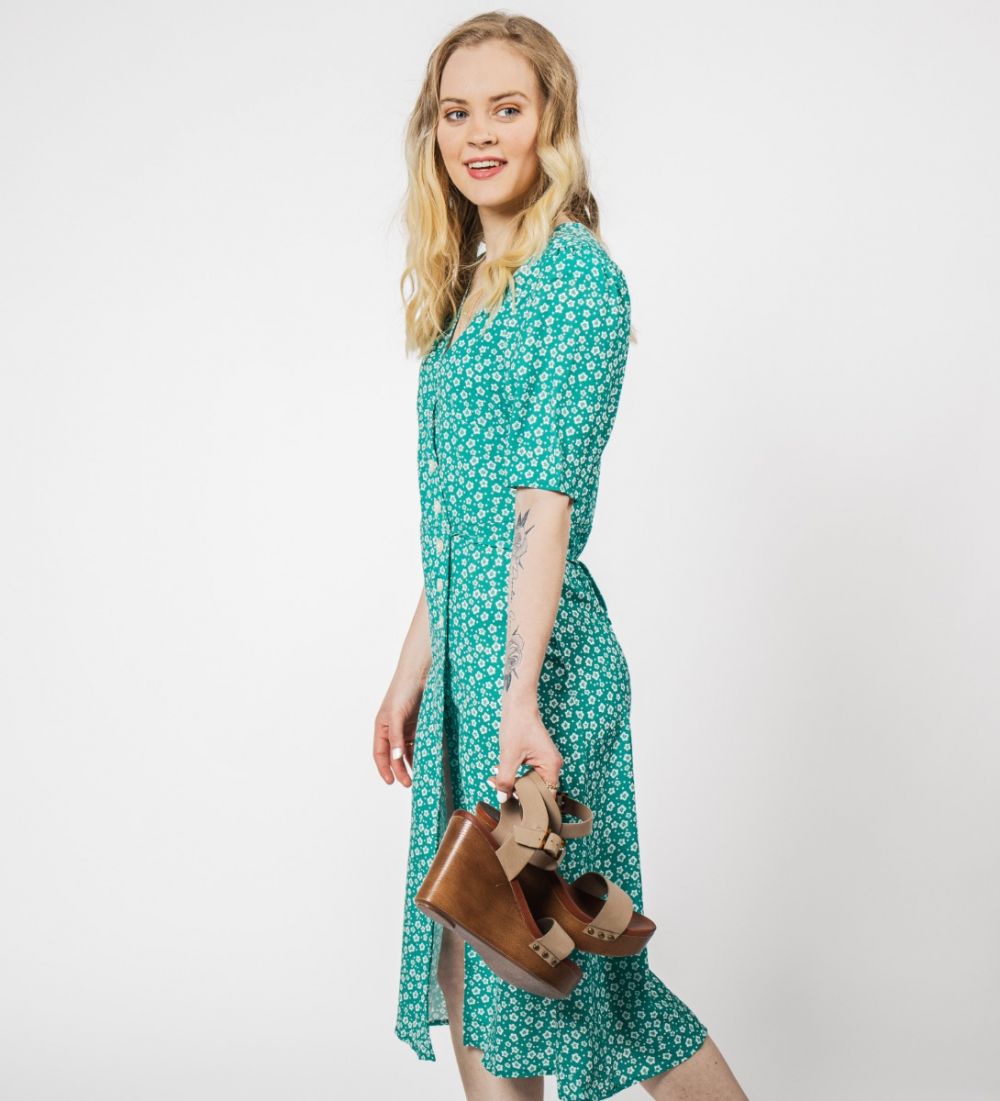 Floral Print Dress Green