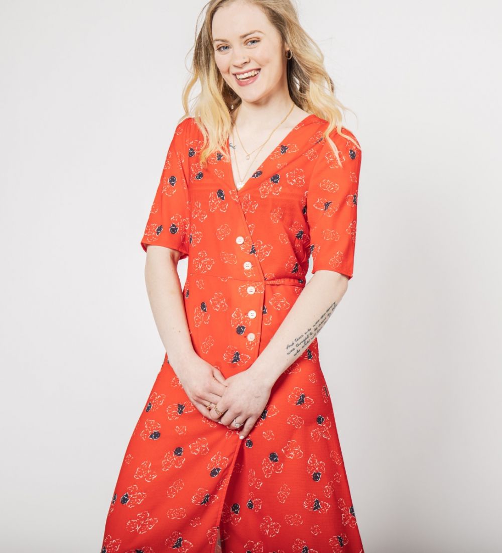 Floral Print Dress Red