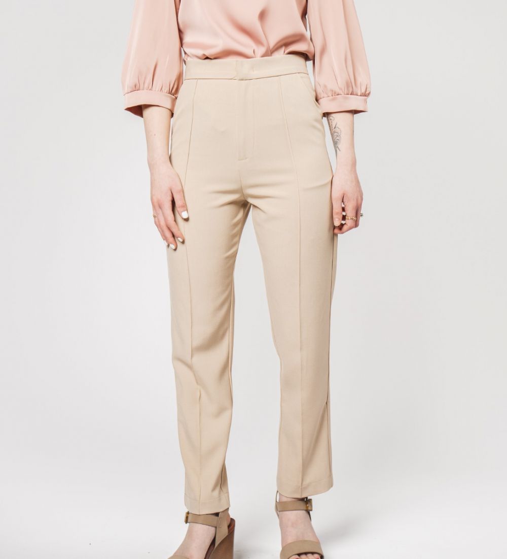 Straight Pipe Pants Beige