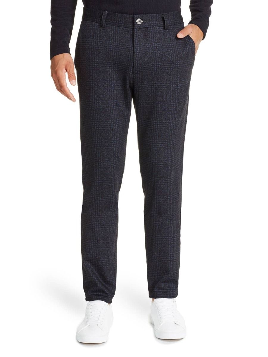 Olana Plaid Stretch Knit Trouser - Navy