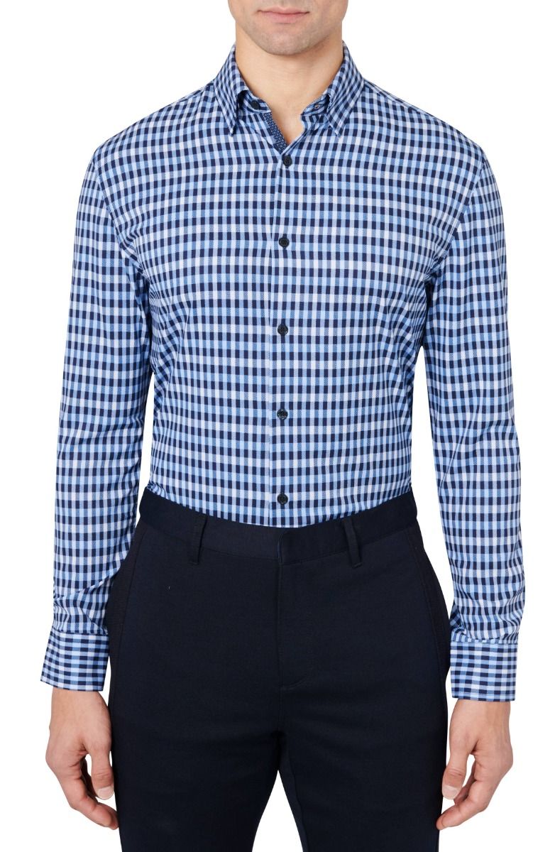 Gingham 4-Way Stretch Slim Fit Dress Shirt