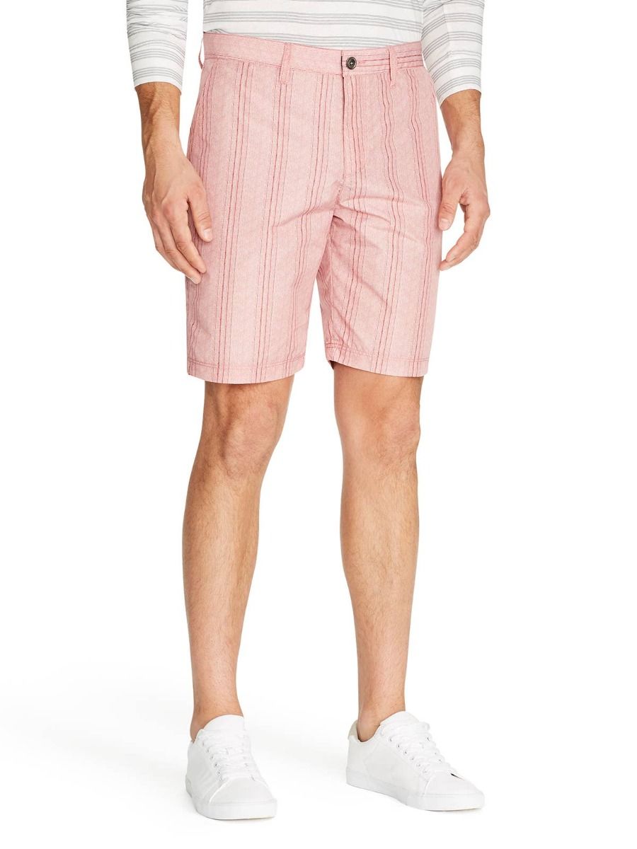 Vertical Stripe Tristen Shorts - Red