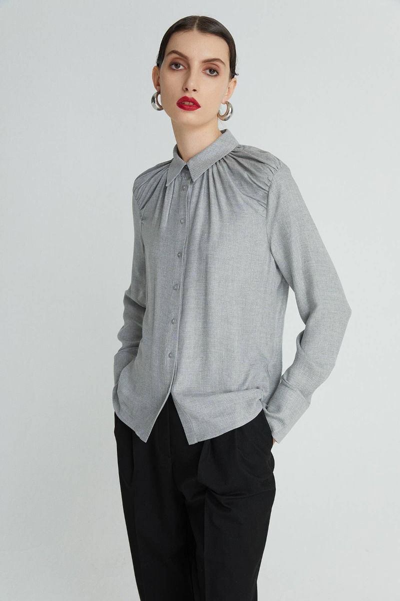 Shirt With Draped Neckline