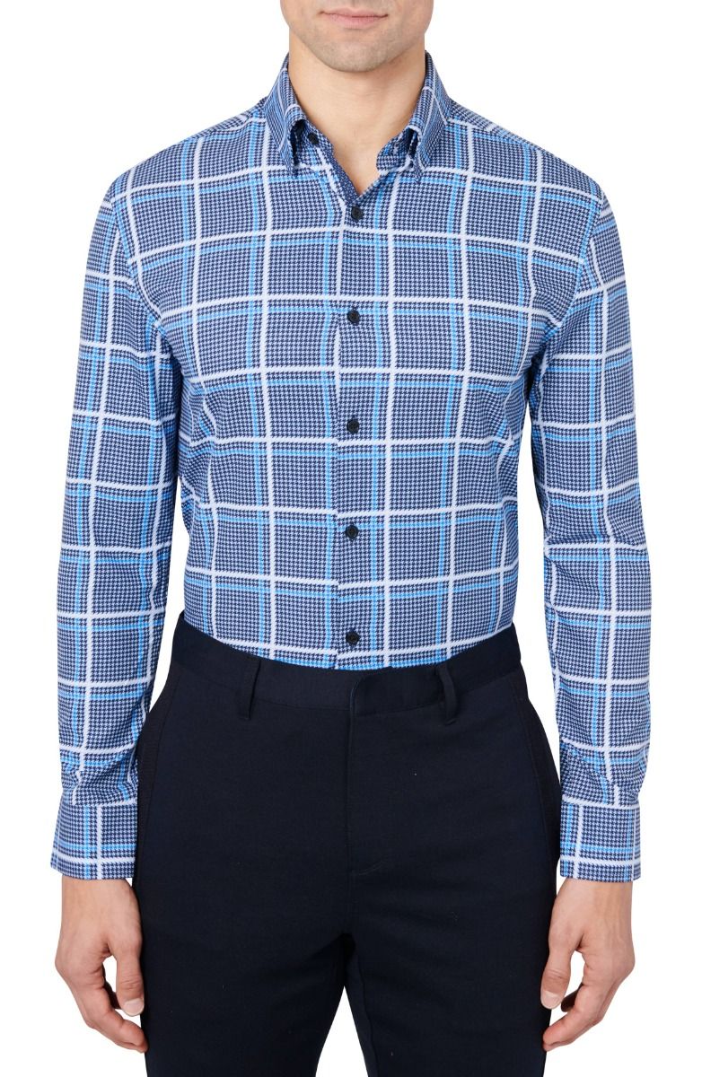 Houndstooth Check 4-Way Stretch Slim Fit Dress Shirt