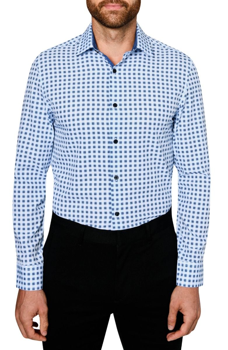 Dobby Check 4-Way Stretch Slim Fit Dress Shirt