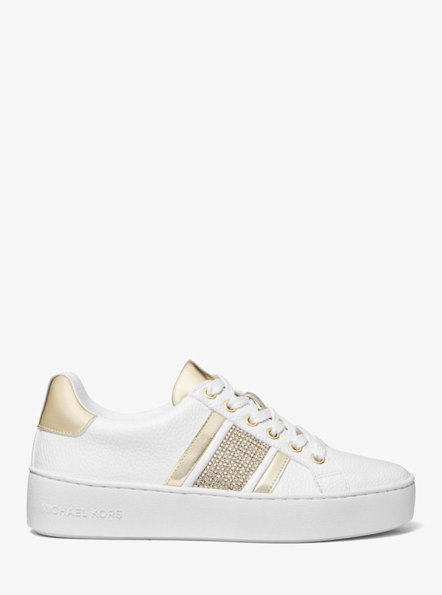 Poppy Embellished Leather Stripe Sneaker