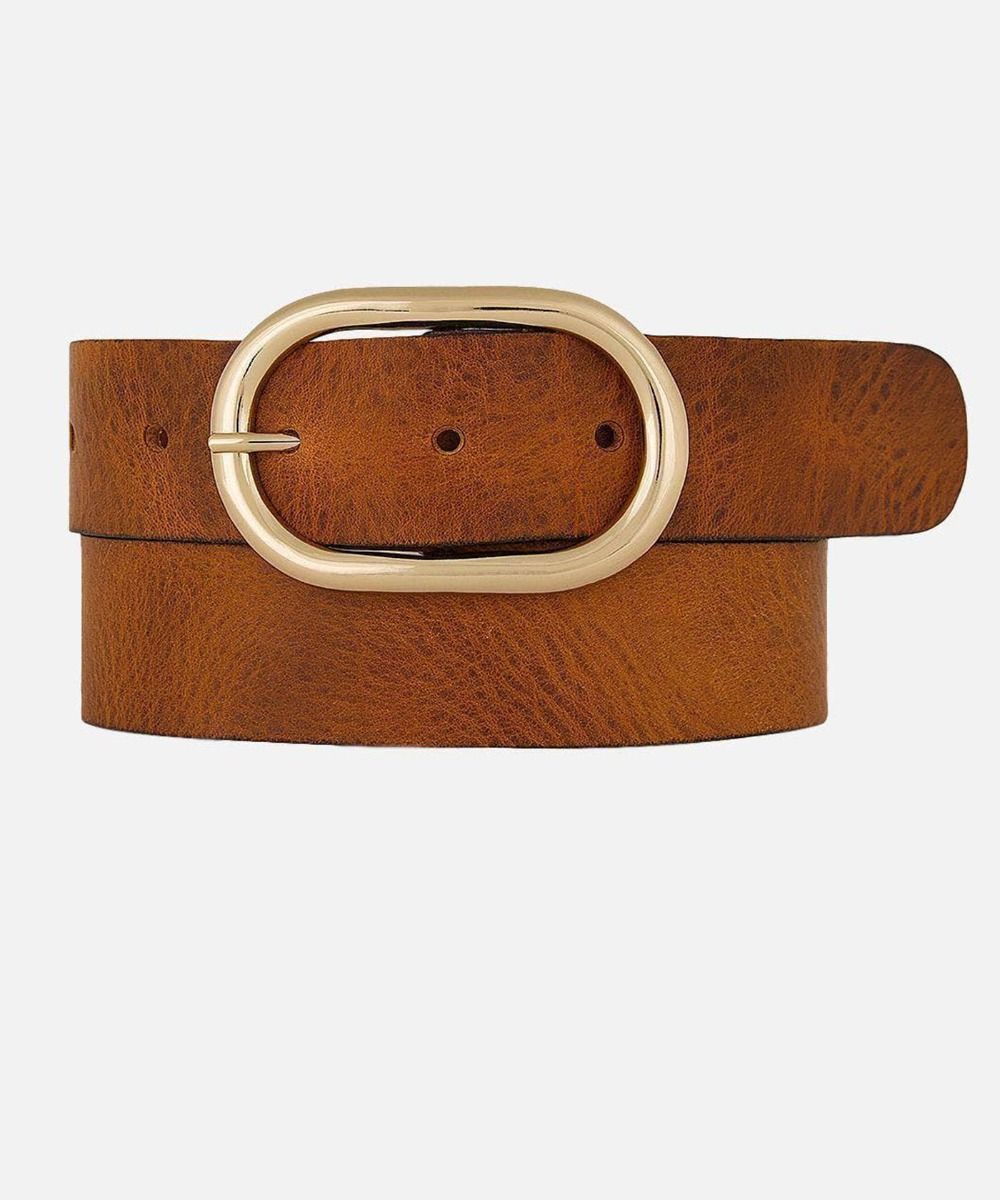 Oval Buckle Leather Belt - 40509 Daphne