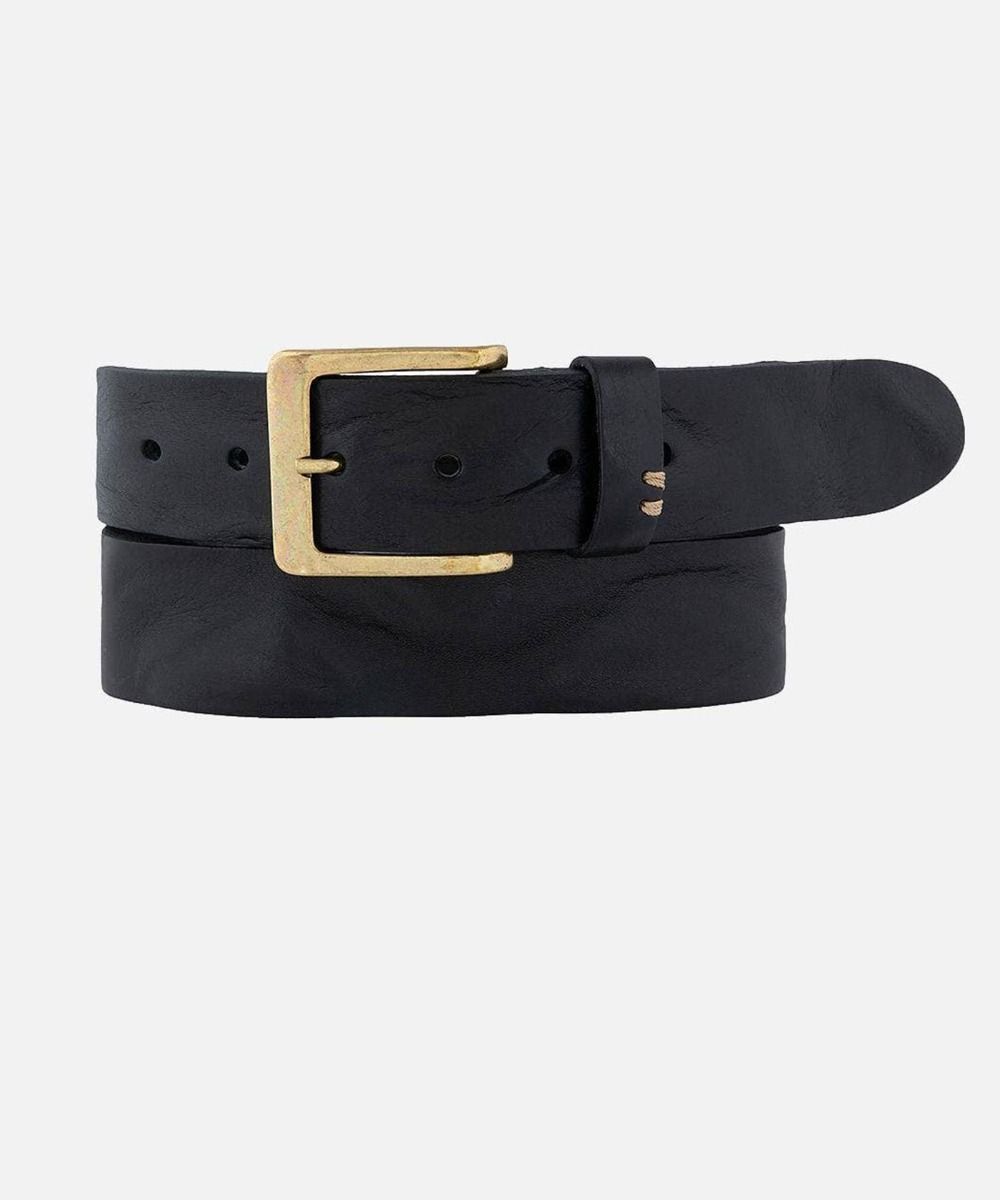 Full Grain Leather | Matt Gold Squared Buckle