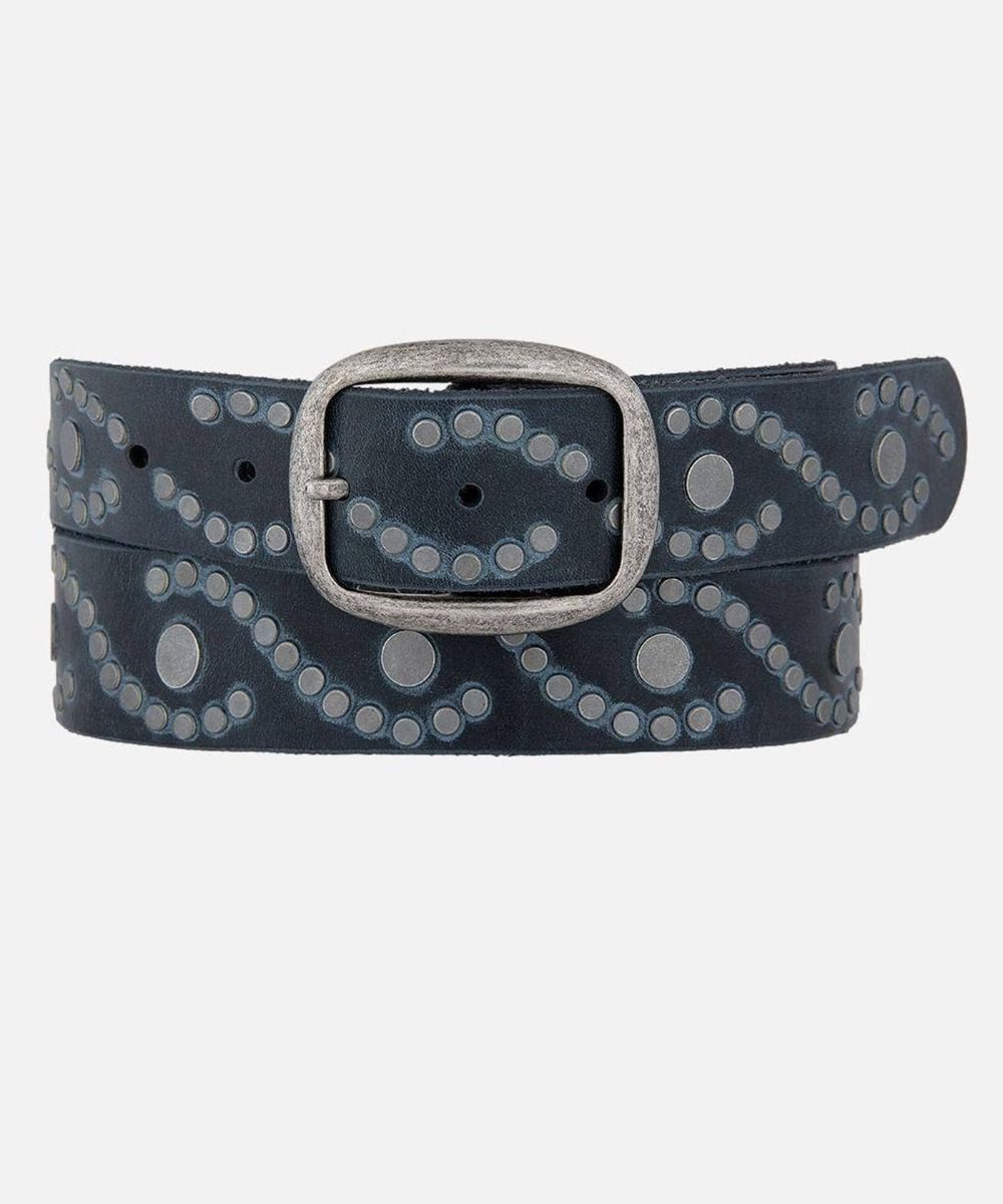 Women's Studded Leather Belt | Antique Silver Studs