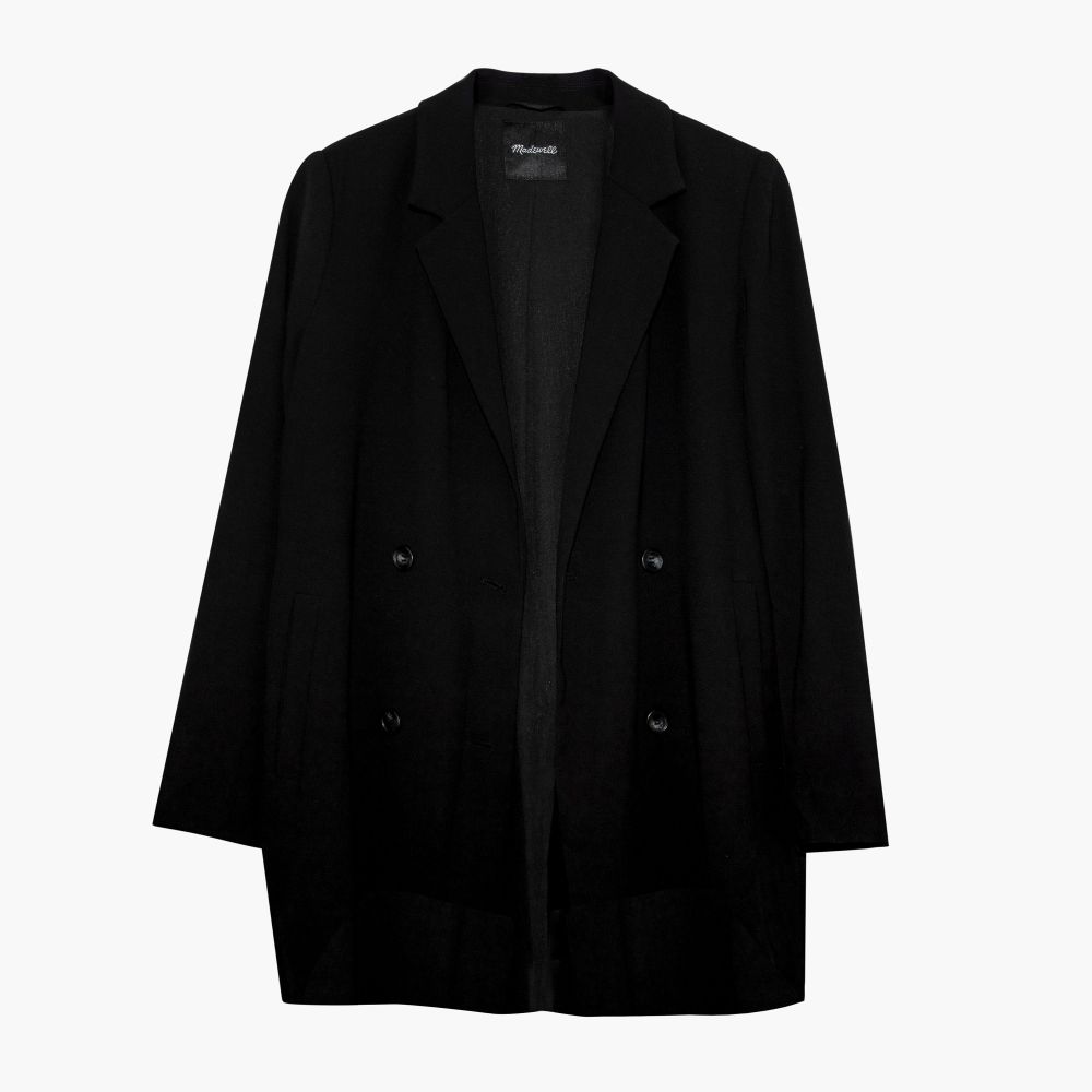 Womens Double-Breasted Blazer Black