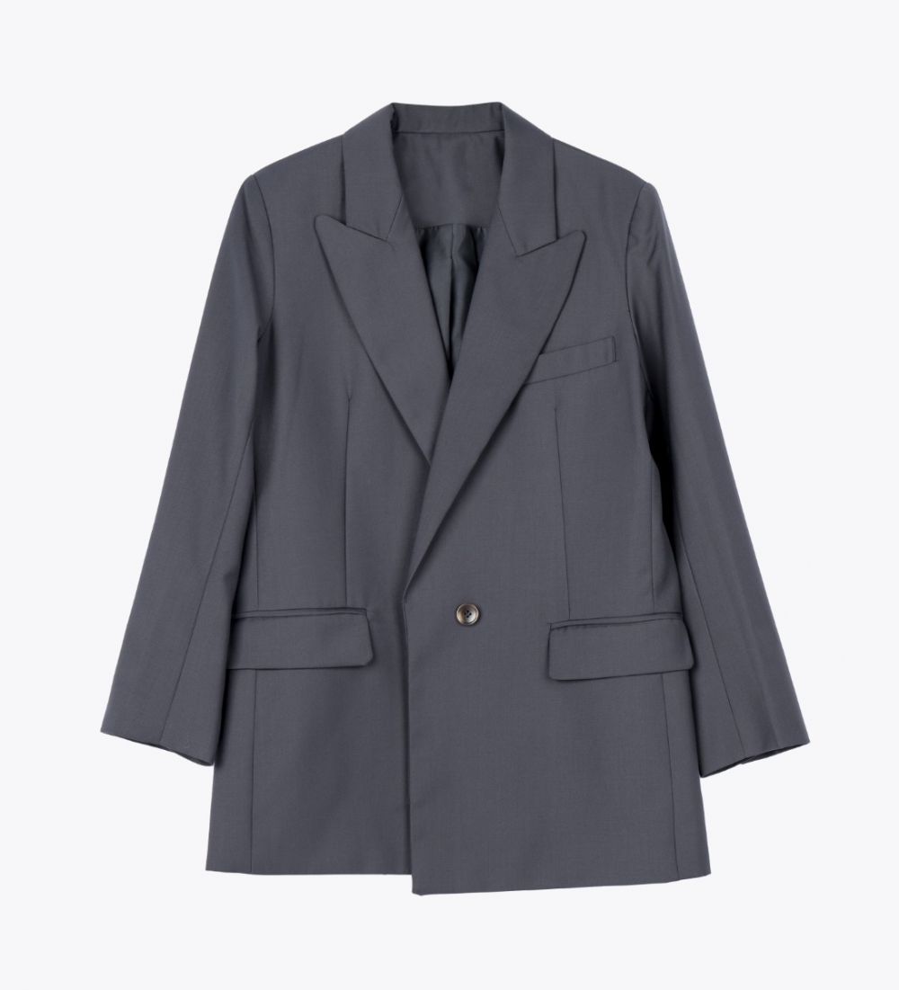 LEEZ Women Wool Blazer - Navy