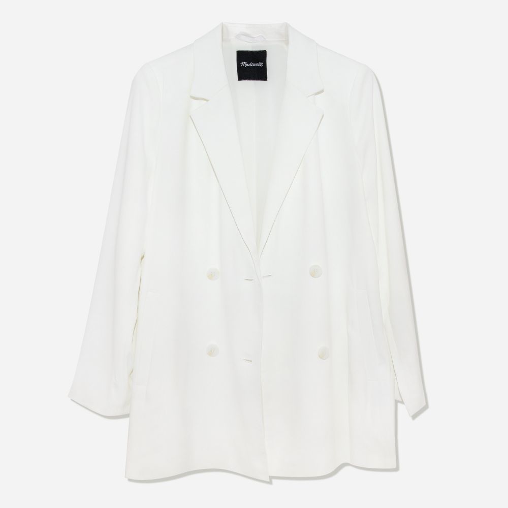 LEEZ Women Double-Breasted Blazer White