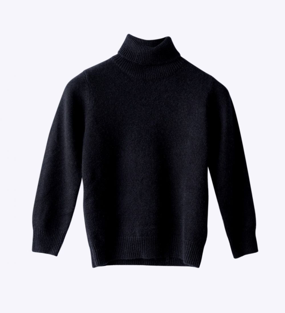 LEEZ Kids Thickened Turtleneck Cashmere Sweater Black