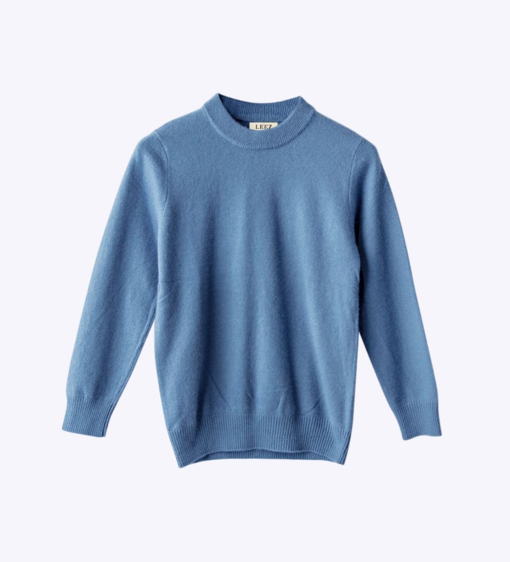 LEEZ Kids Round Neck Cashmere Sweater Blue