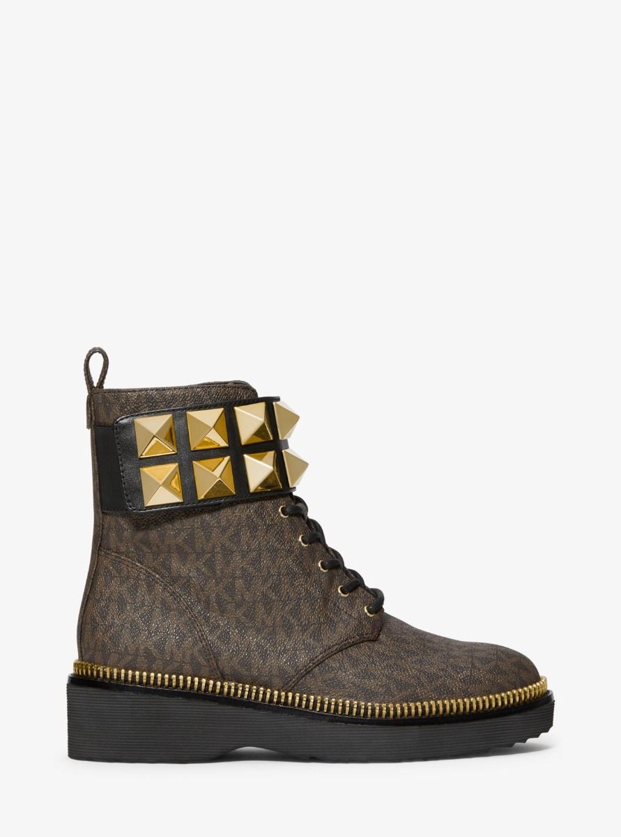 Haskell Studded Leather and Logo Combat Boot