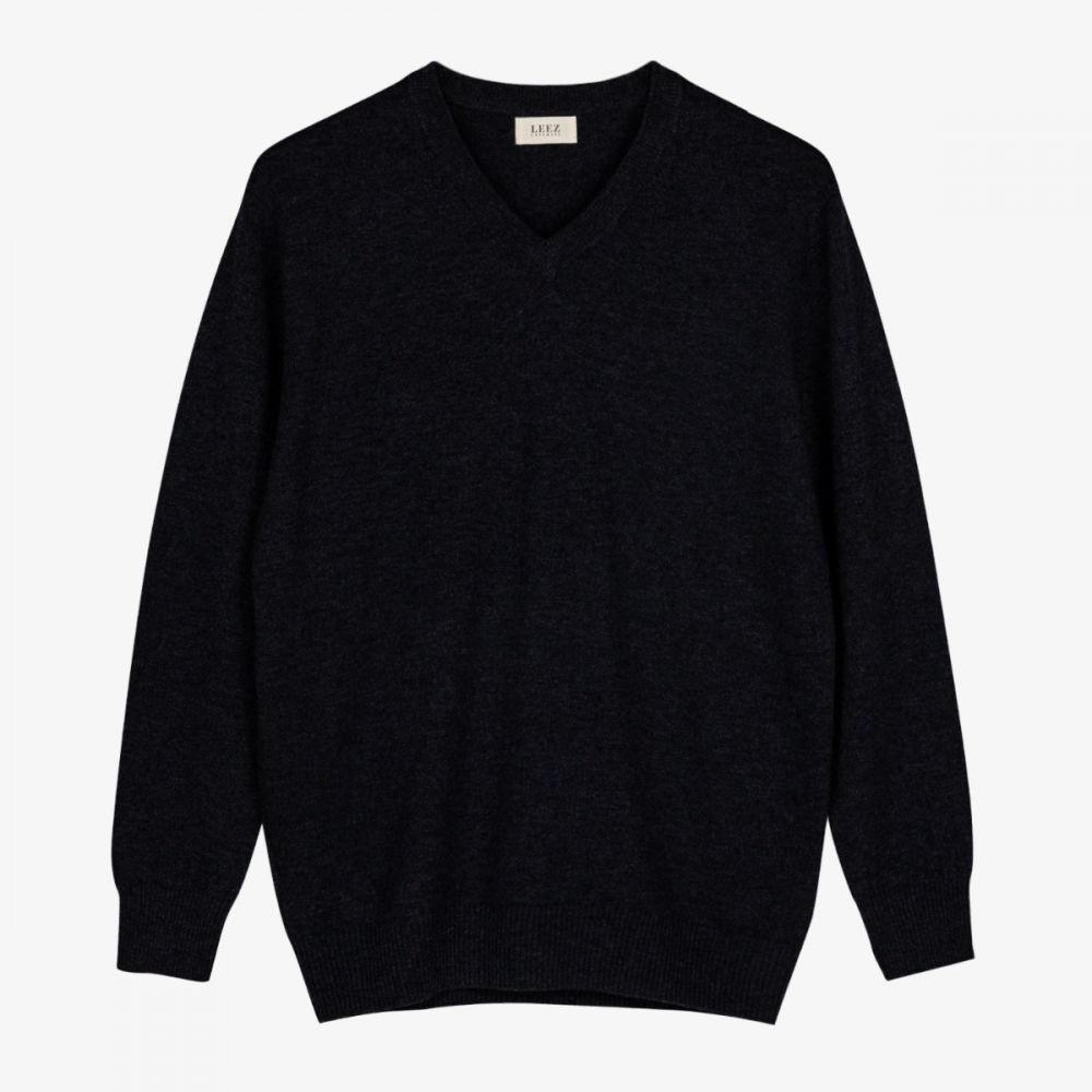 LEEZ Men V-neck Cashmere Sweater Black