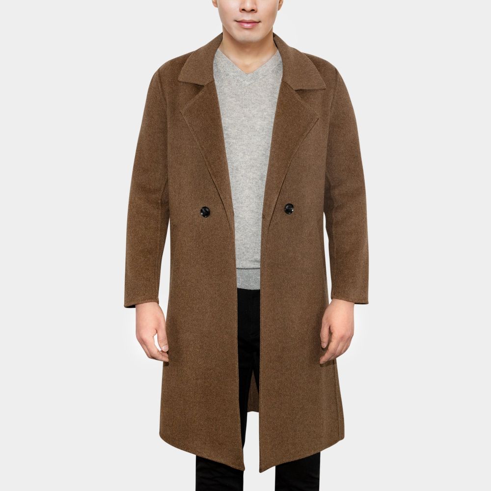 LEEZ Men Wool Coat Brown