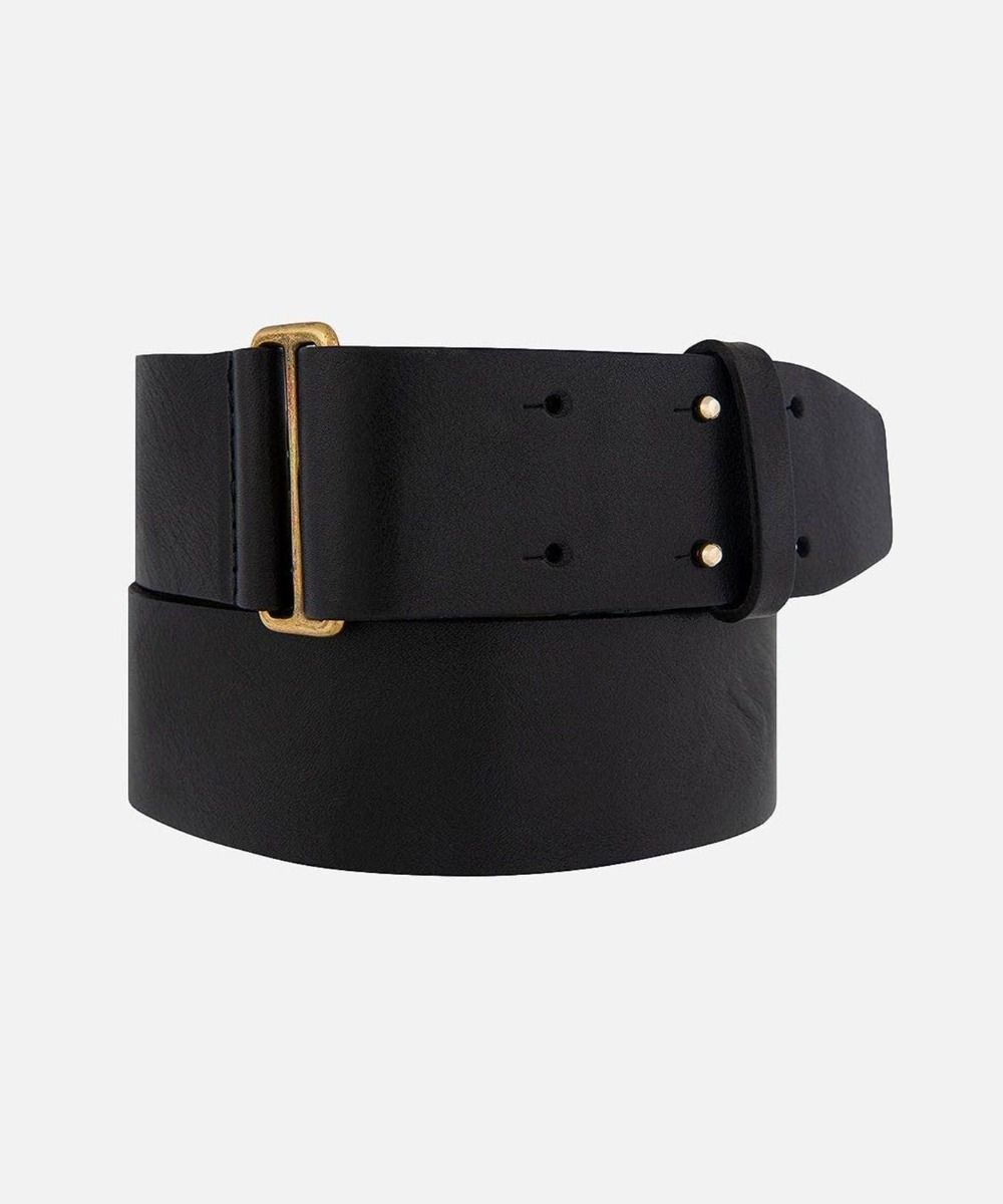 Women's Wide Leather Waist Belt | Double Prong Closure