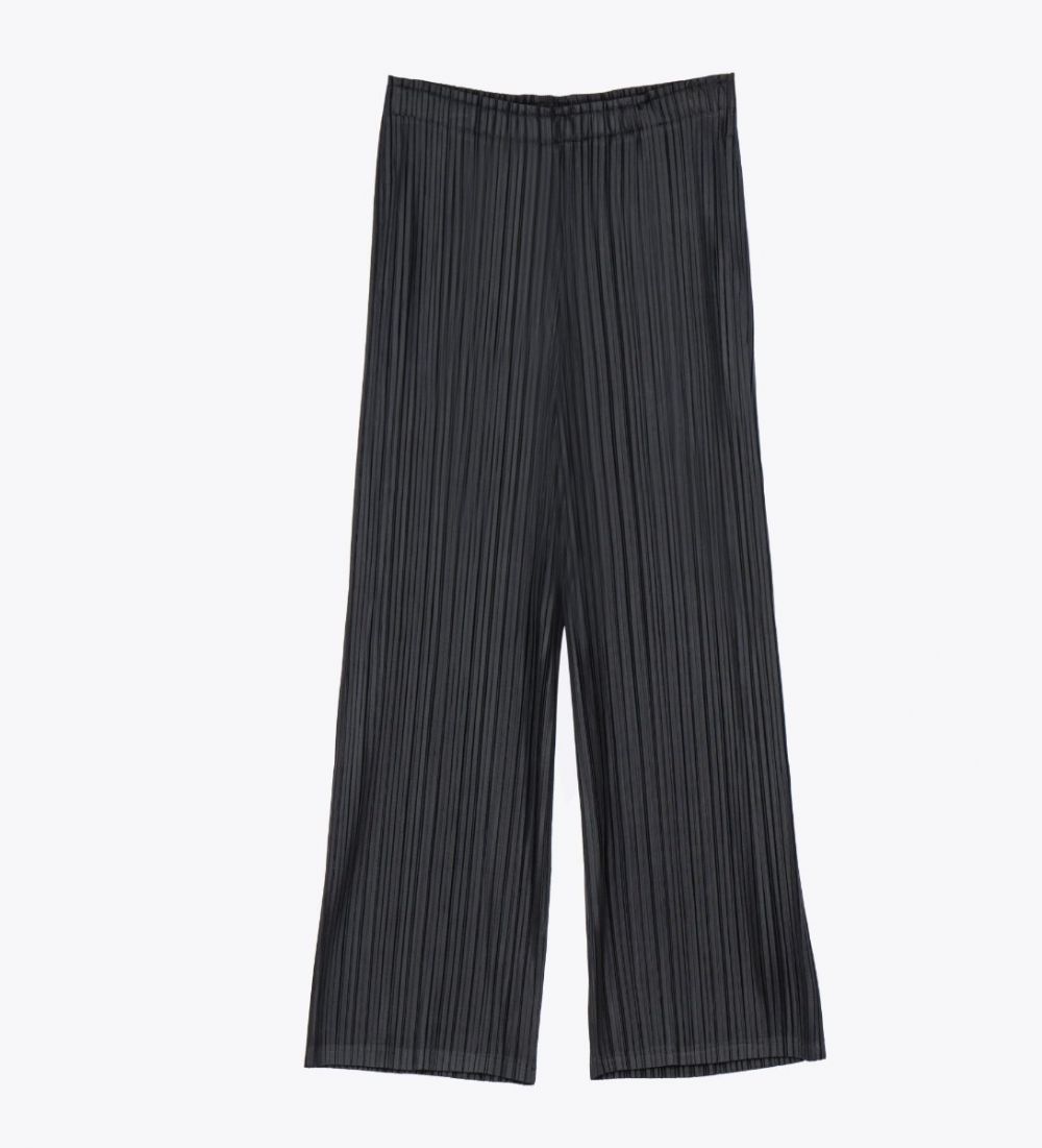 LEEZ Women Pleated Wide-leg Ankle Pants - Black