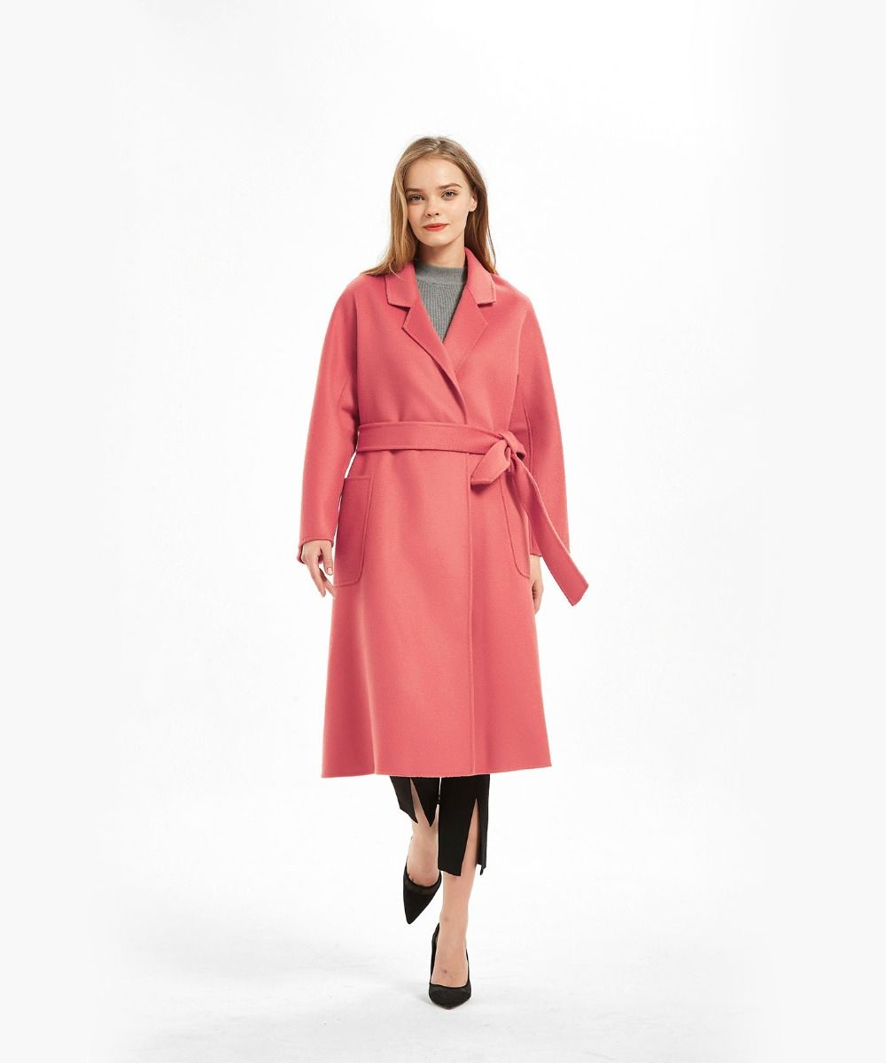 The Classic Wrap Coat Coral - Red