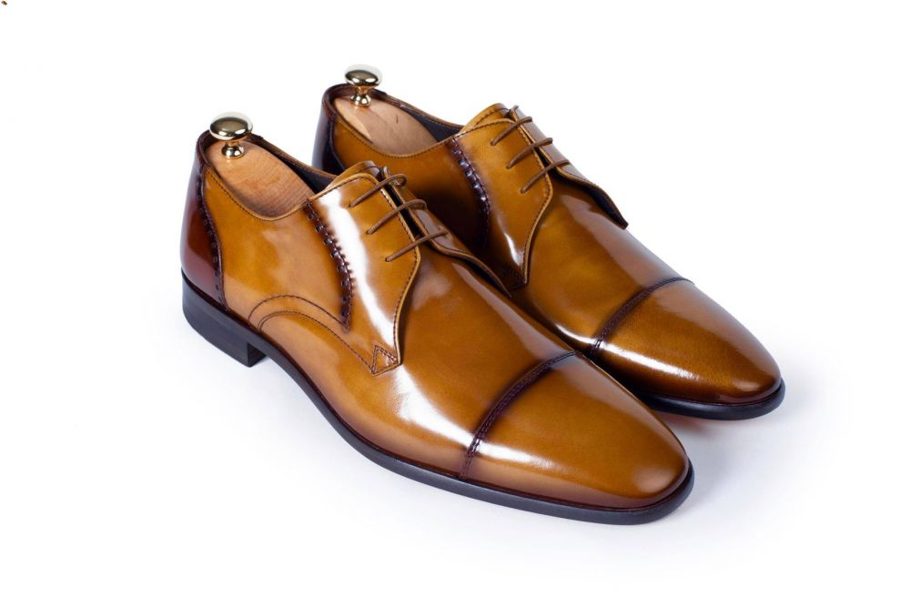 VellaPais Cap Toe Derby Camel&Dark Brown