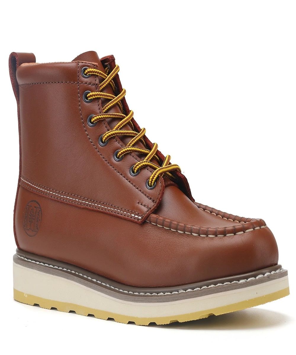 Men's 6’’ Leather Slip Resistant Durability Steel Toe Work Boots - HANDPOINT 84992 