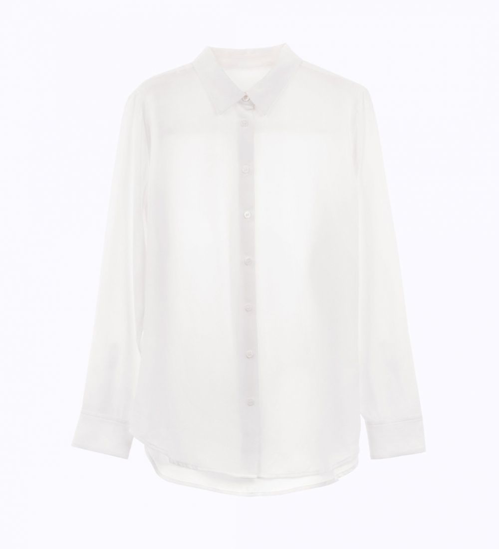 LEEZ Women Silk Shirt White