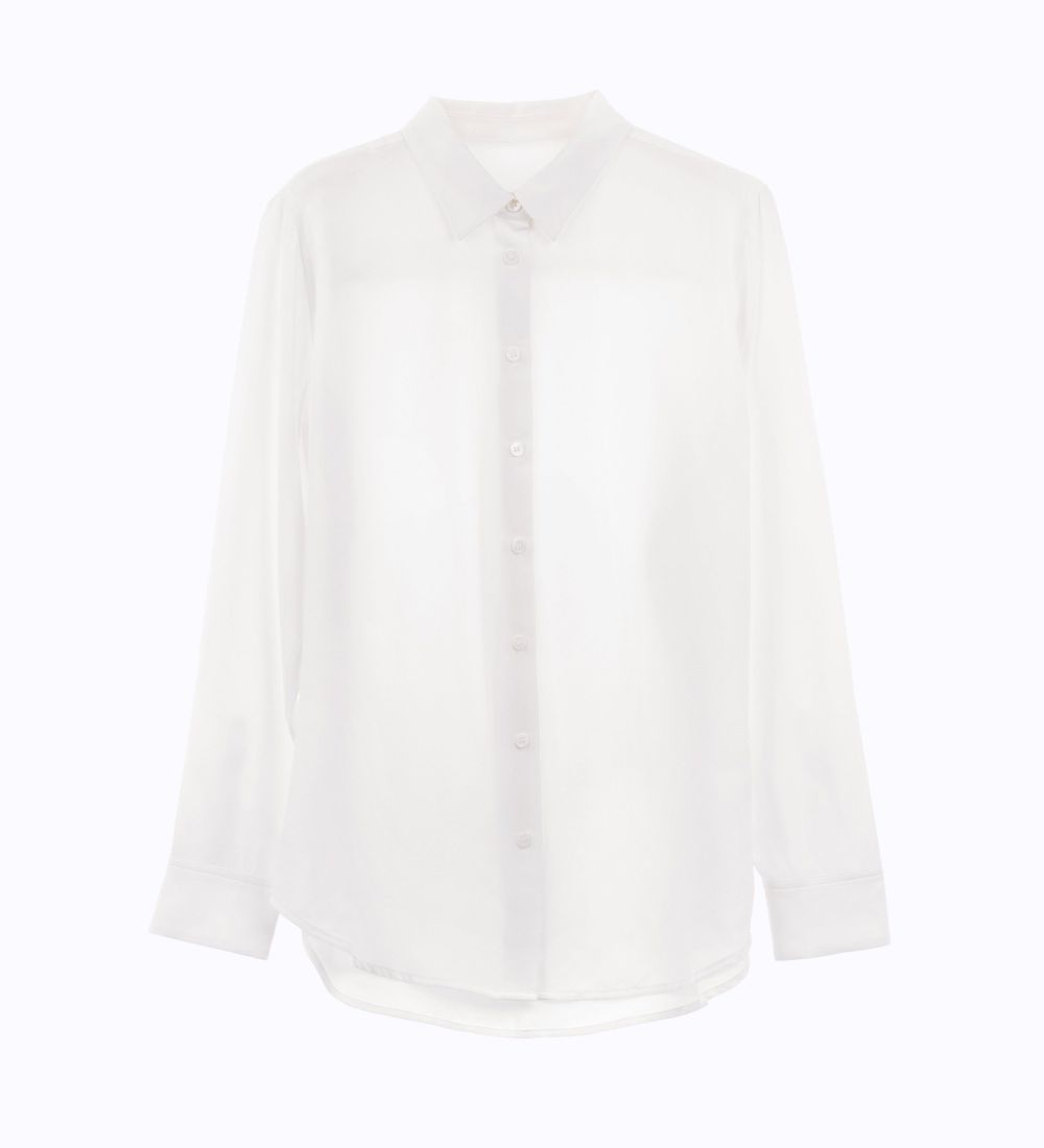 LEEZ Women Silk Shirt White-M