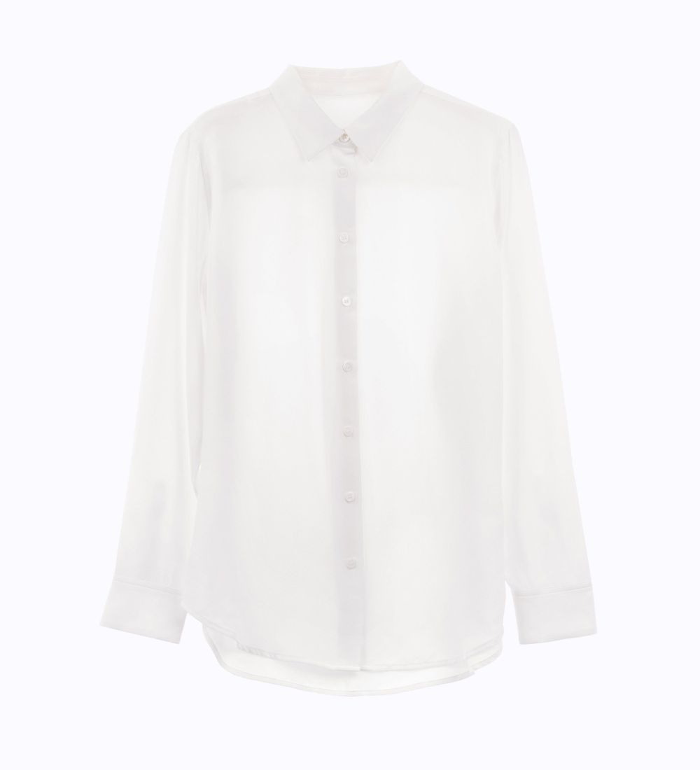LEEZ Women Silk Shirt White-S