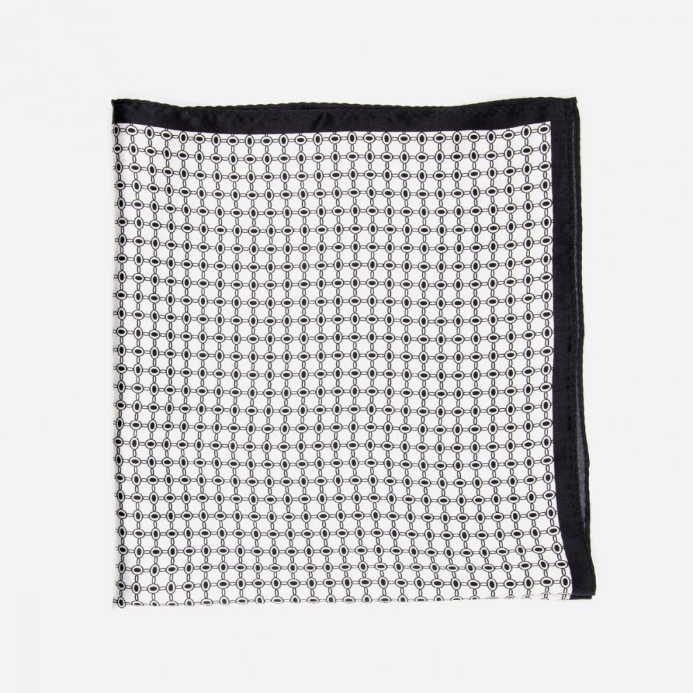 LEEZ Black and White Square Silk Scarf