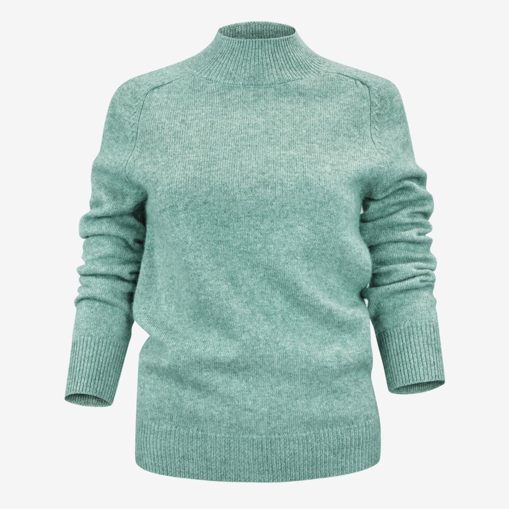 Women Cashmere Turtleneck Sweater Jade-green