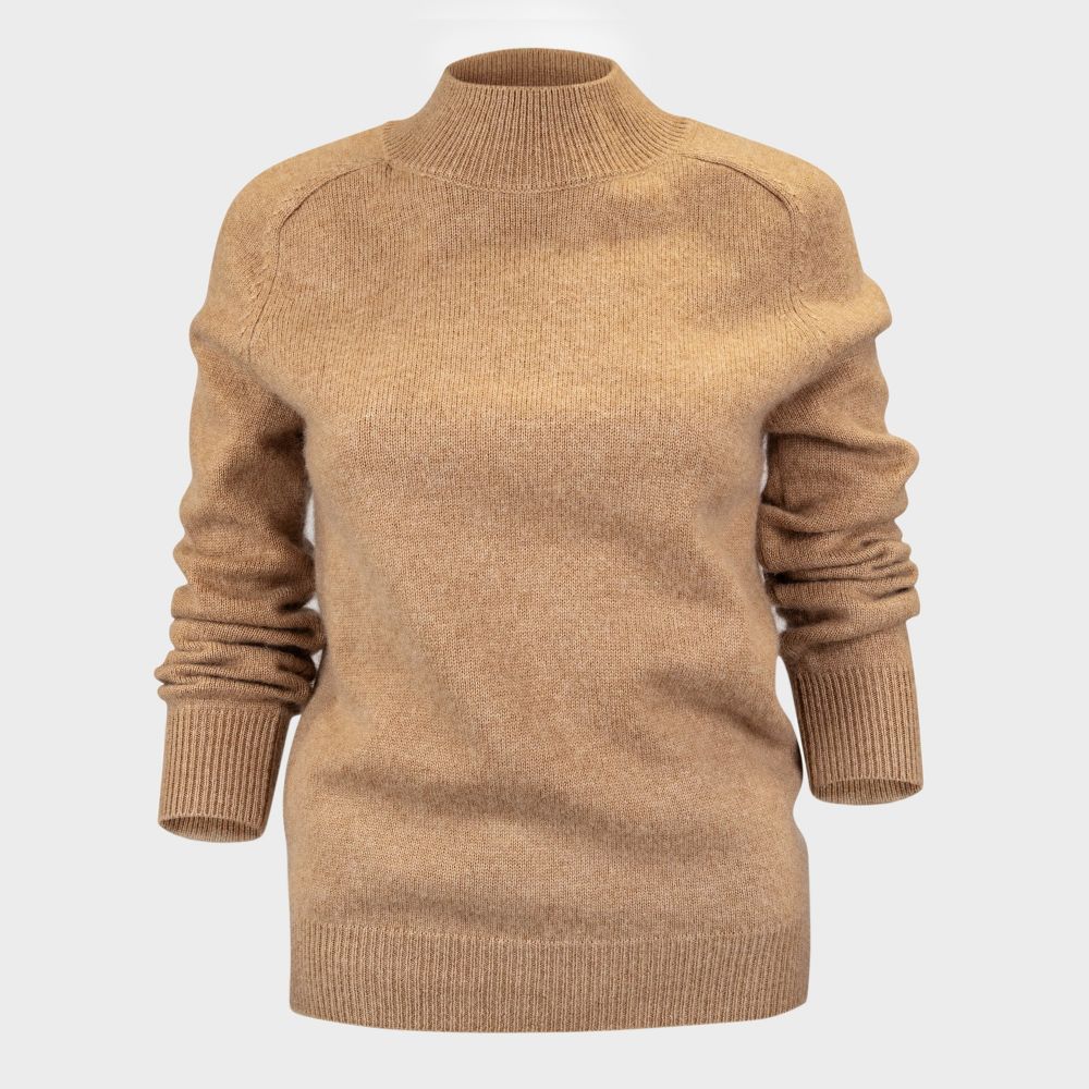 Women Cashmere Turtleneck Brown Sweater