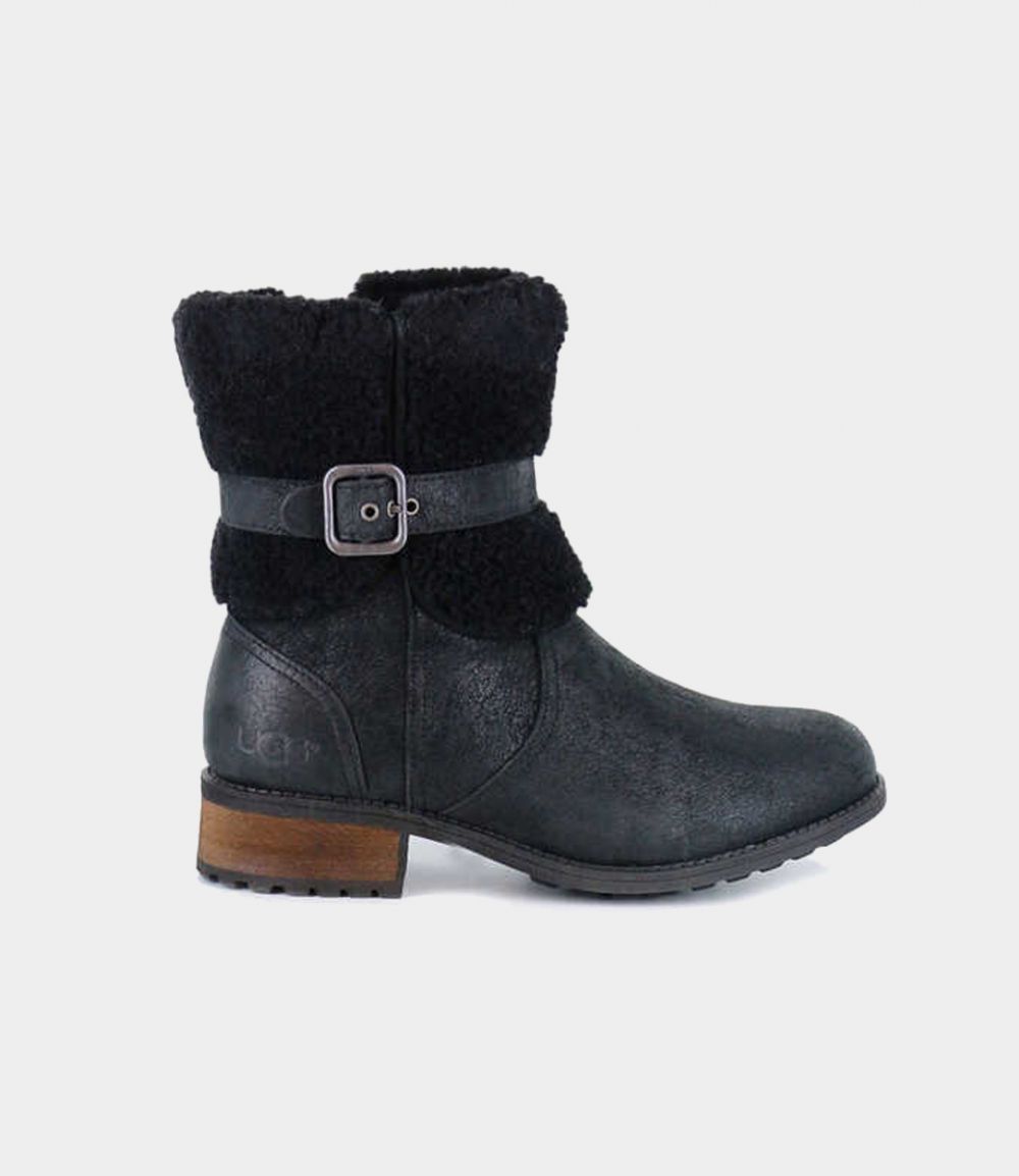 UGG Women Blayre II Shearling Genuine Cuff Suede Boots 1008220 - Black