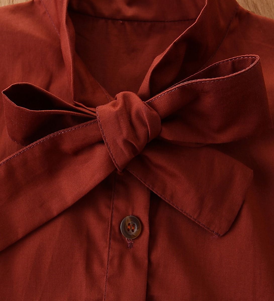 LEEZ Girls Button-Front Cotton Dress Red