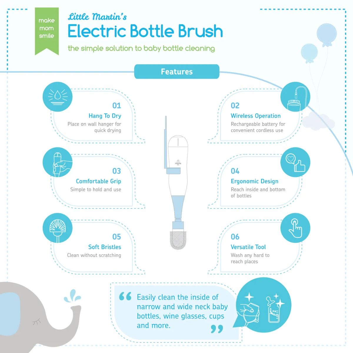 Electric Bottle Brush by Little Martin - Blue/Pink