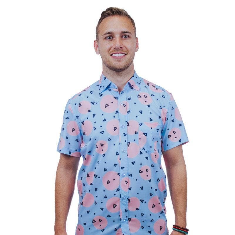 Party Snack Performance Button Up - Blue/Pink