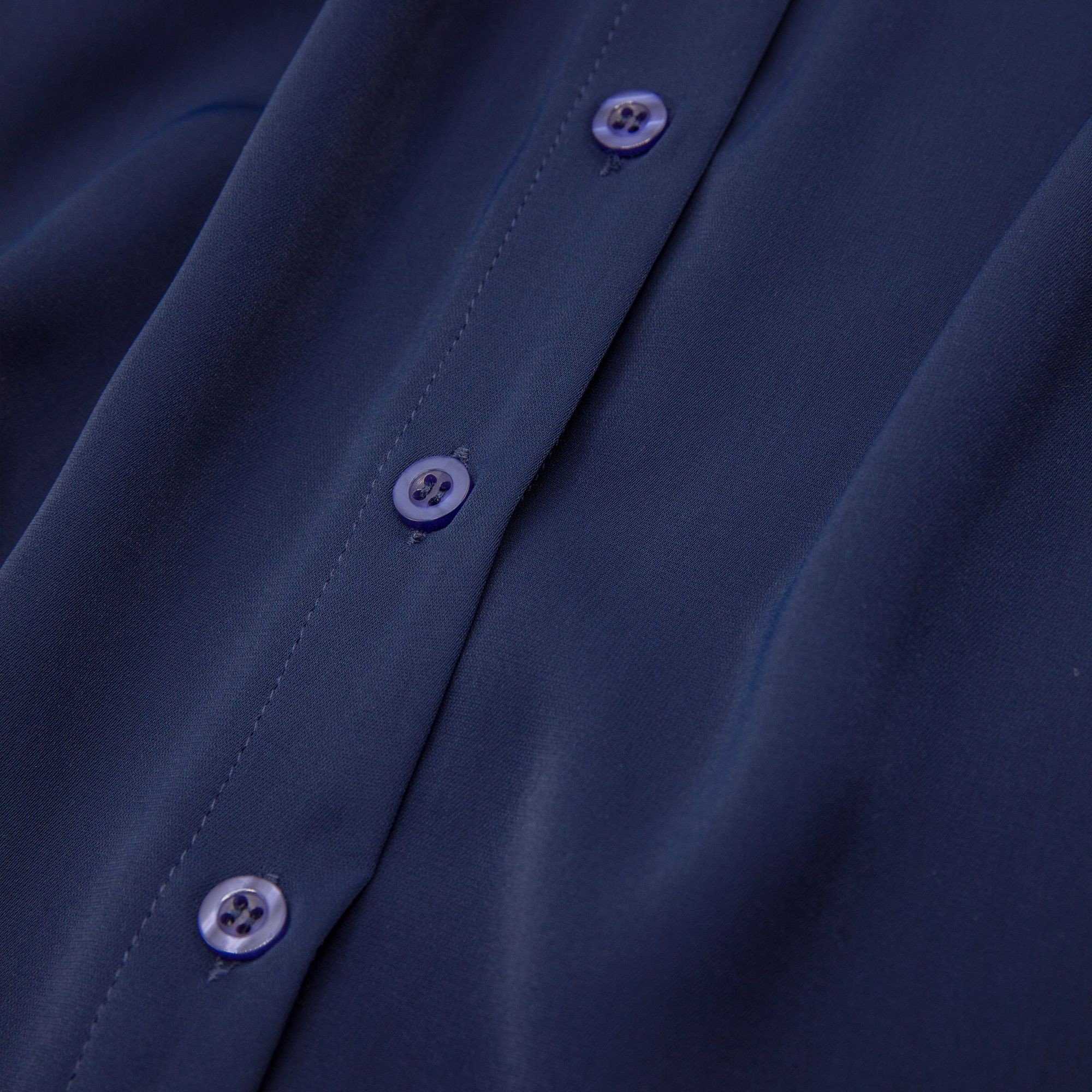 Leez Women Chiffon Blouse Tie Neck Navy