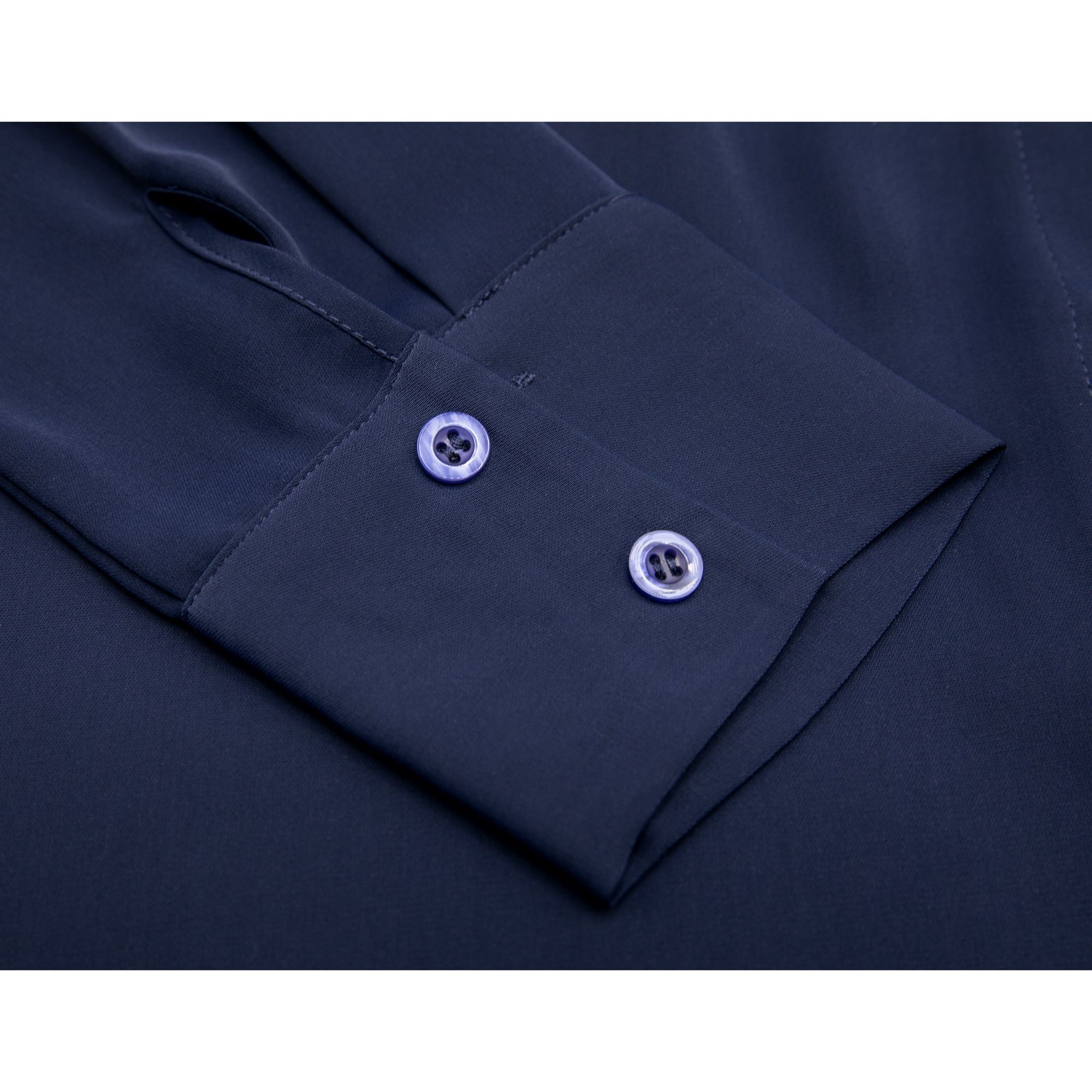 Leez Women Chiffon Blouse Tie Neck Navy